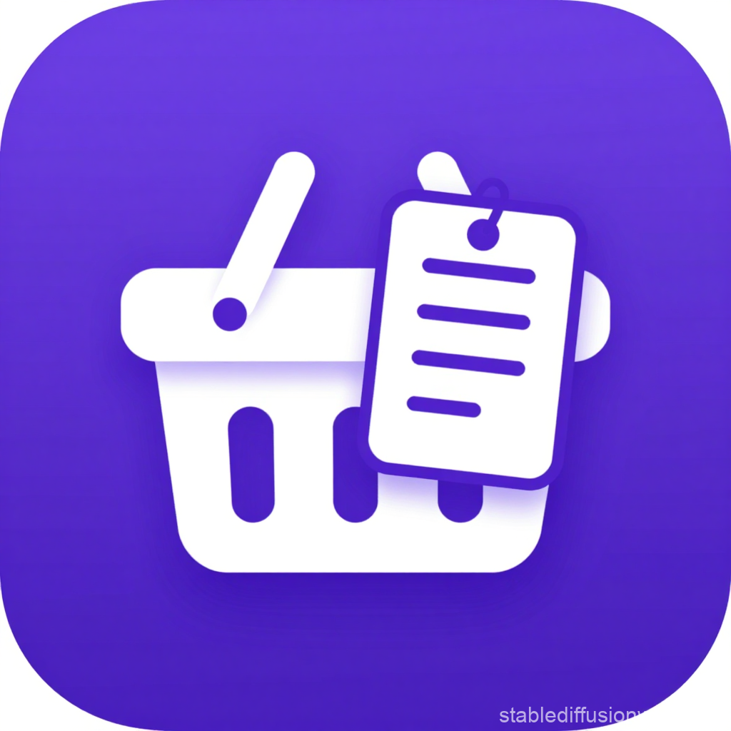 Modern Grocery Shopping Basket Icon with List