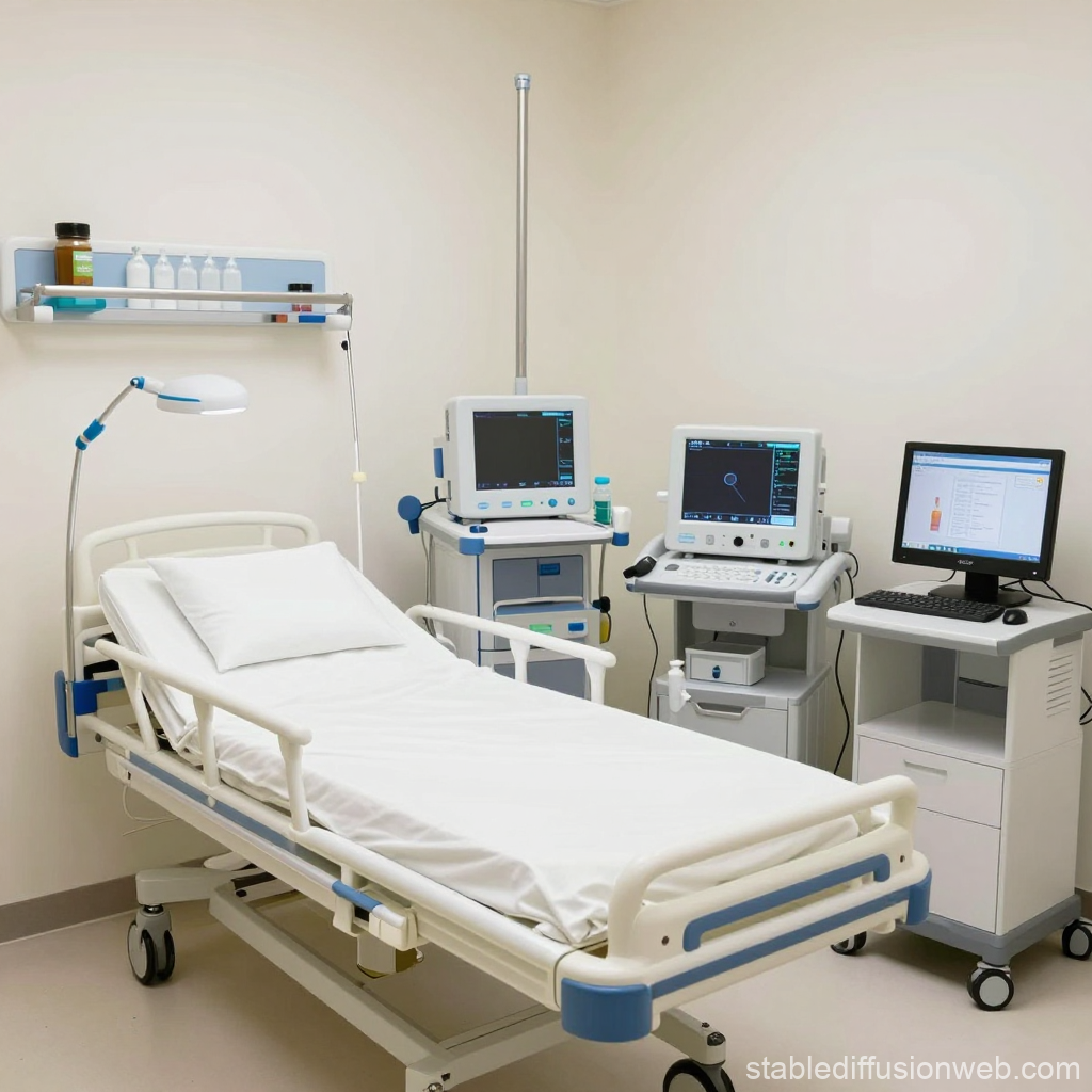 Modern Intensive Care Room with Medical Equipment