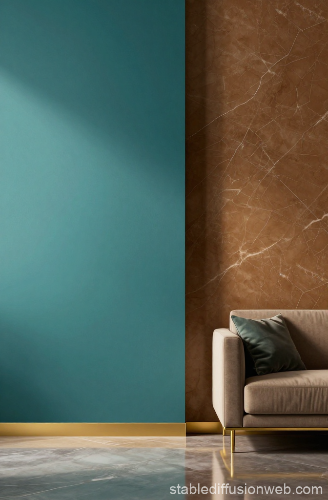 Modern Interior with Split Wall Design and Minimalist Sofa