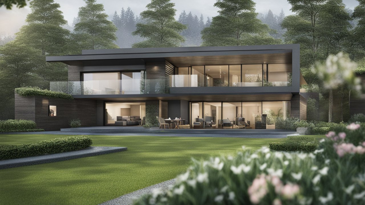 Modern Luxury House Surrounded by Lush Greenery
