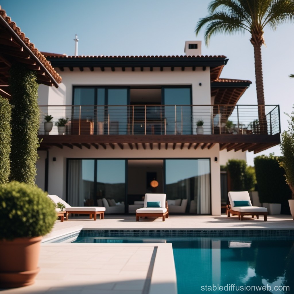 Modern Luxury Villa with Pool and Sun Loungers