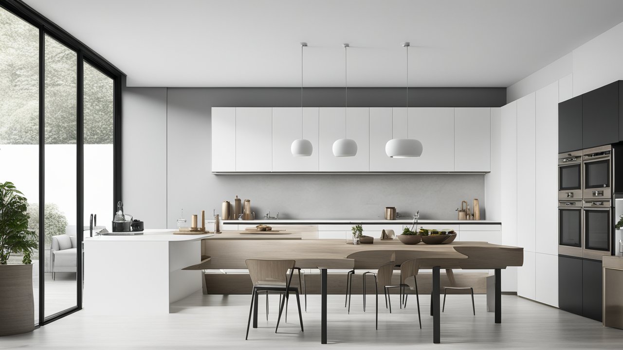 Modern Minimalist Large Kitchen with Natural Light