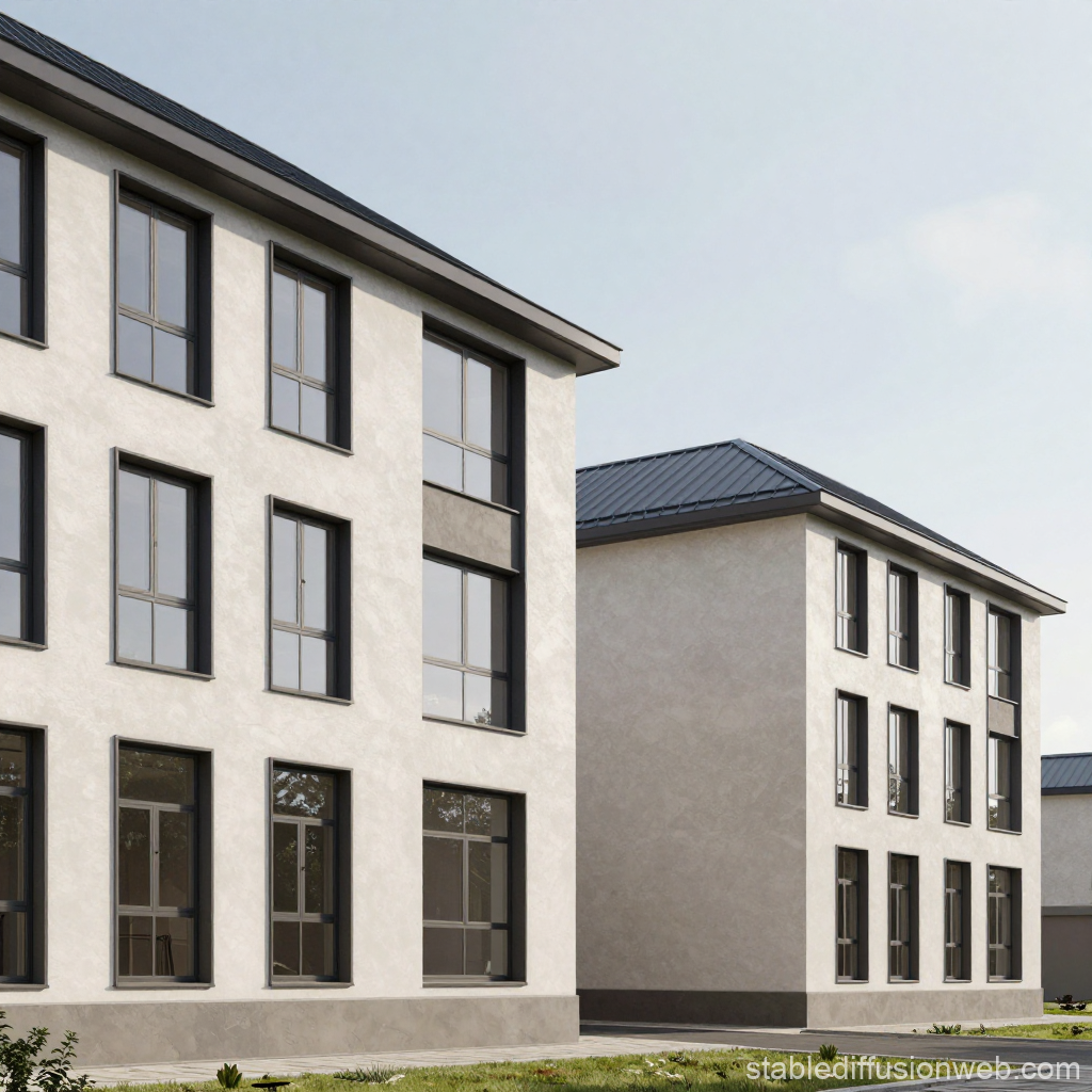 Modern Minimalist Two-Storey Building Exterior