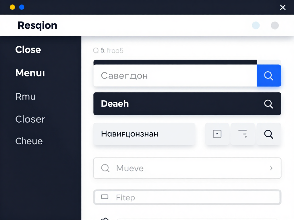 Modern Navigation UI Close-Up with Search and Menu Elements