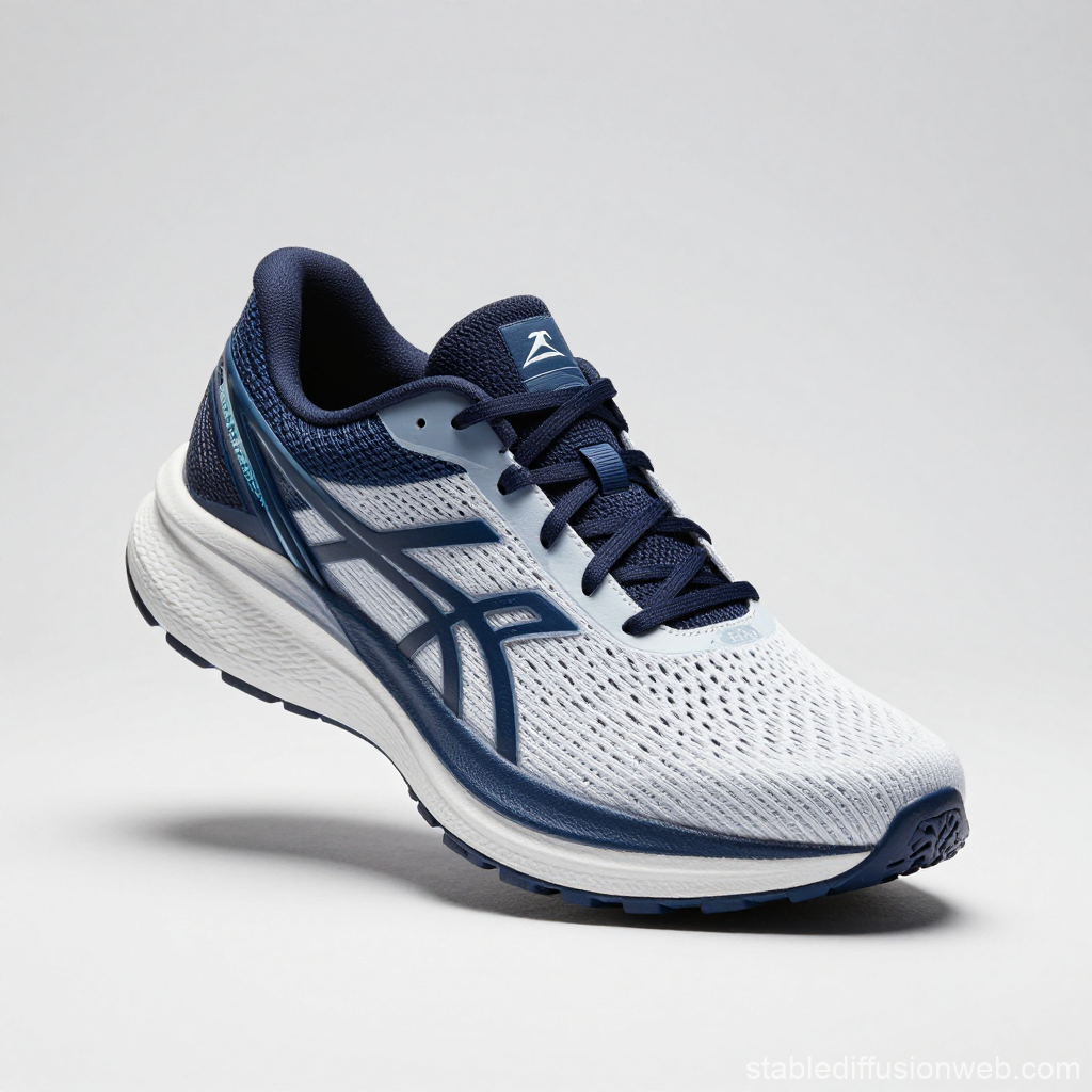 Modern Navy and White Running Shoe with Mesh Design