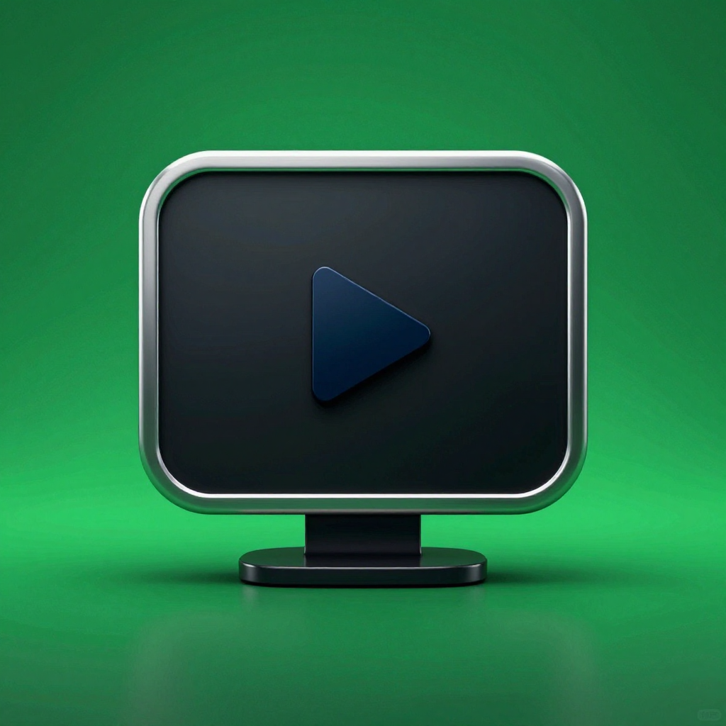 Modern Play Button Icon on Green Background