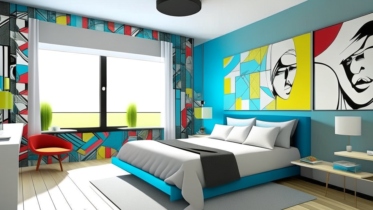 Modern Pop Art Style Bedroom Interior