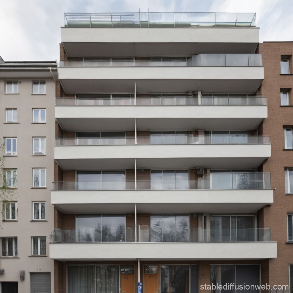 Modern Residential Building Facade with Balconies