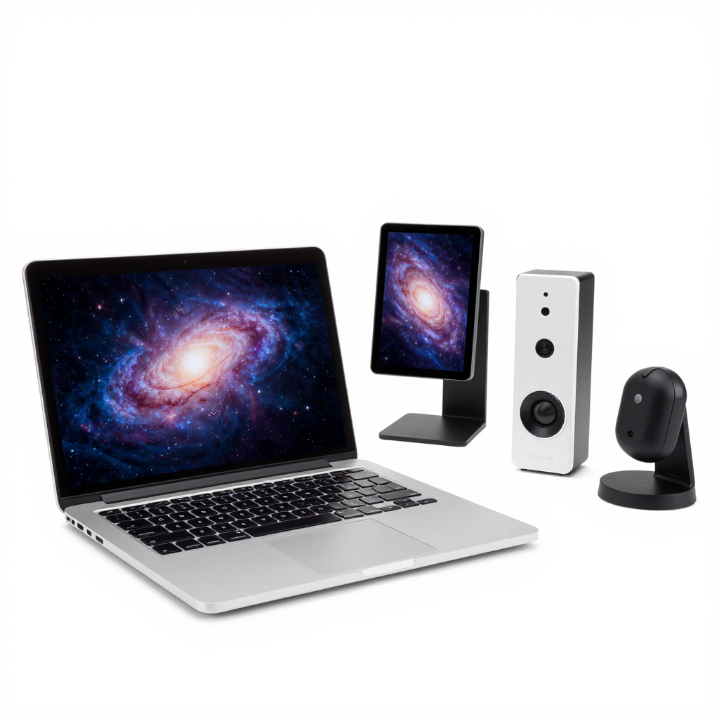 Modern Tech Setup with Galaxy Screens