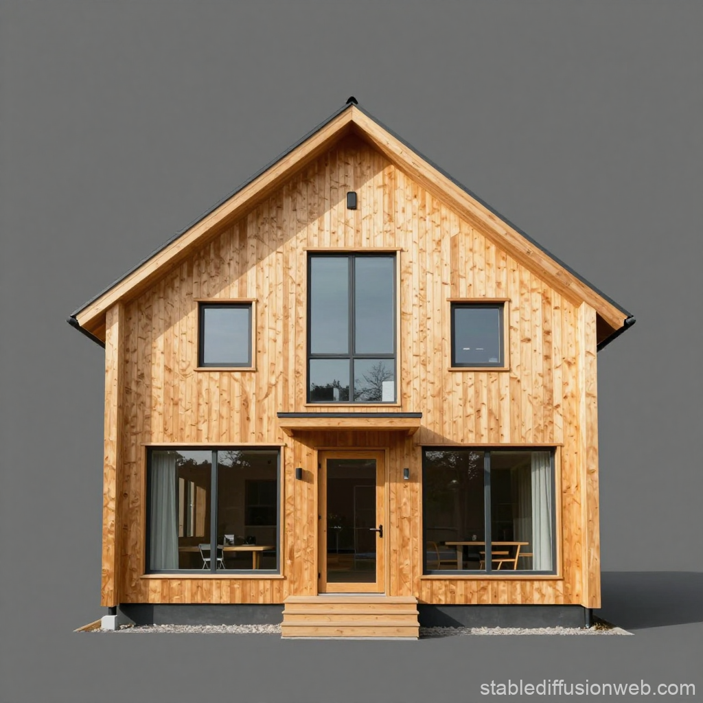 Modern Timber House with Gable Roof