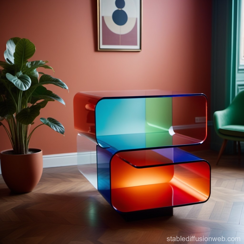 Modern Transparent Colorful Acrylic Side Table in Stylish Room