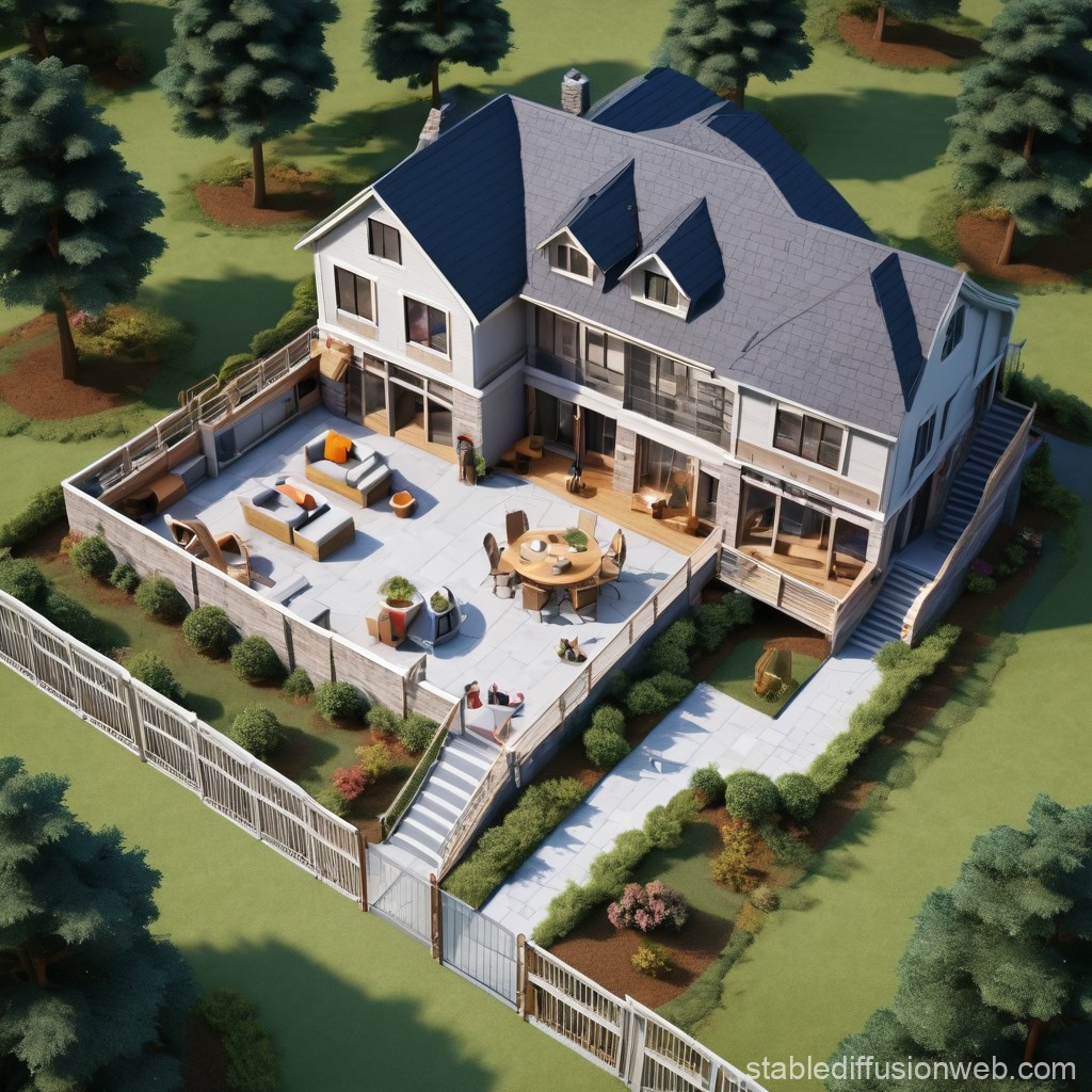 Modern Two-Story House with Spacious Outdoor Patio