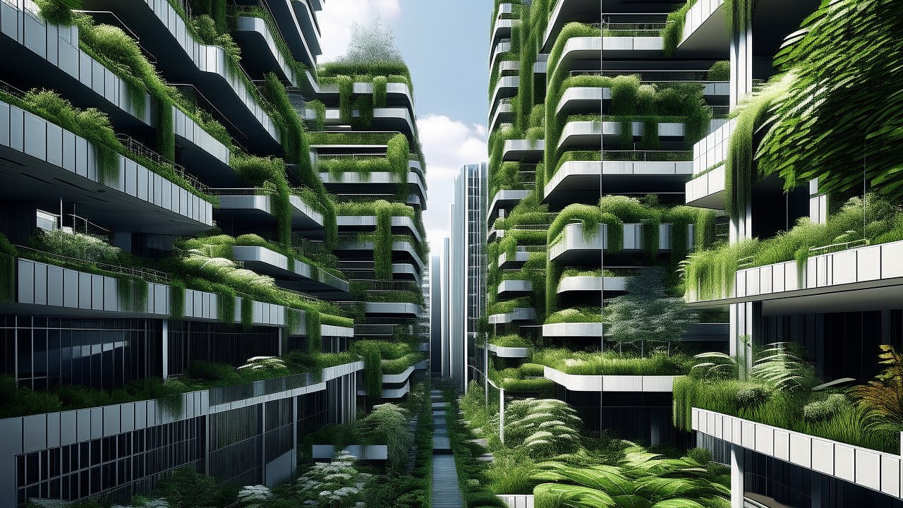 Modern Urban Architecture with Lush Greenery