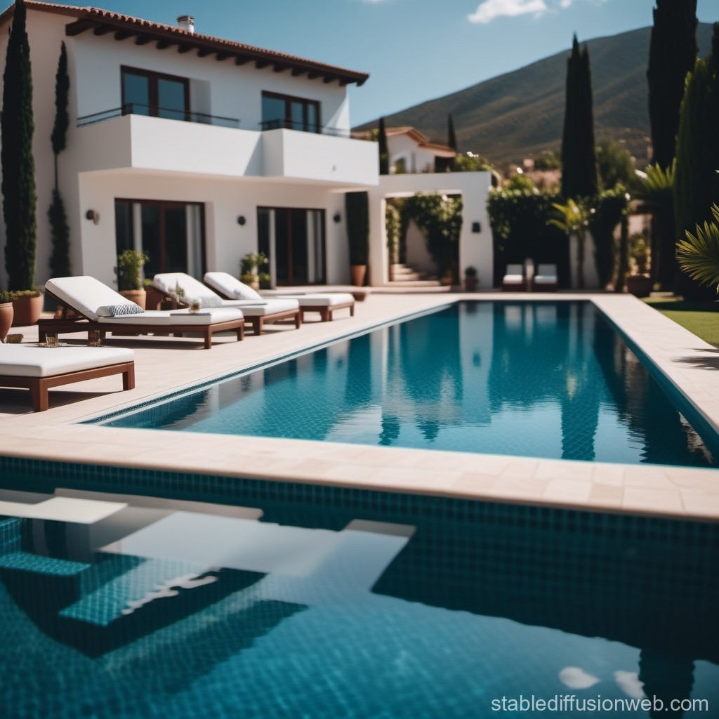 Modern Villa with Elegant Poolside Loungers