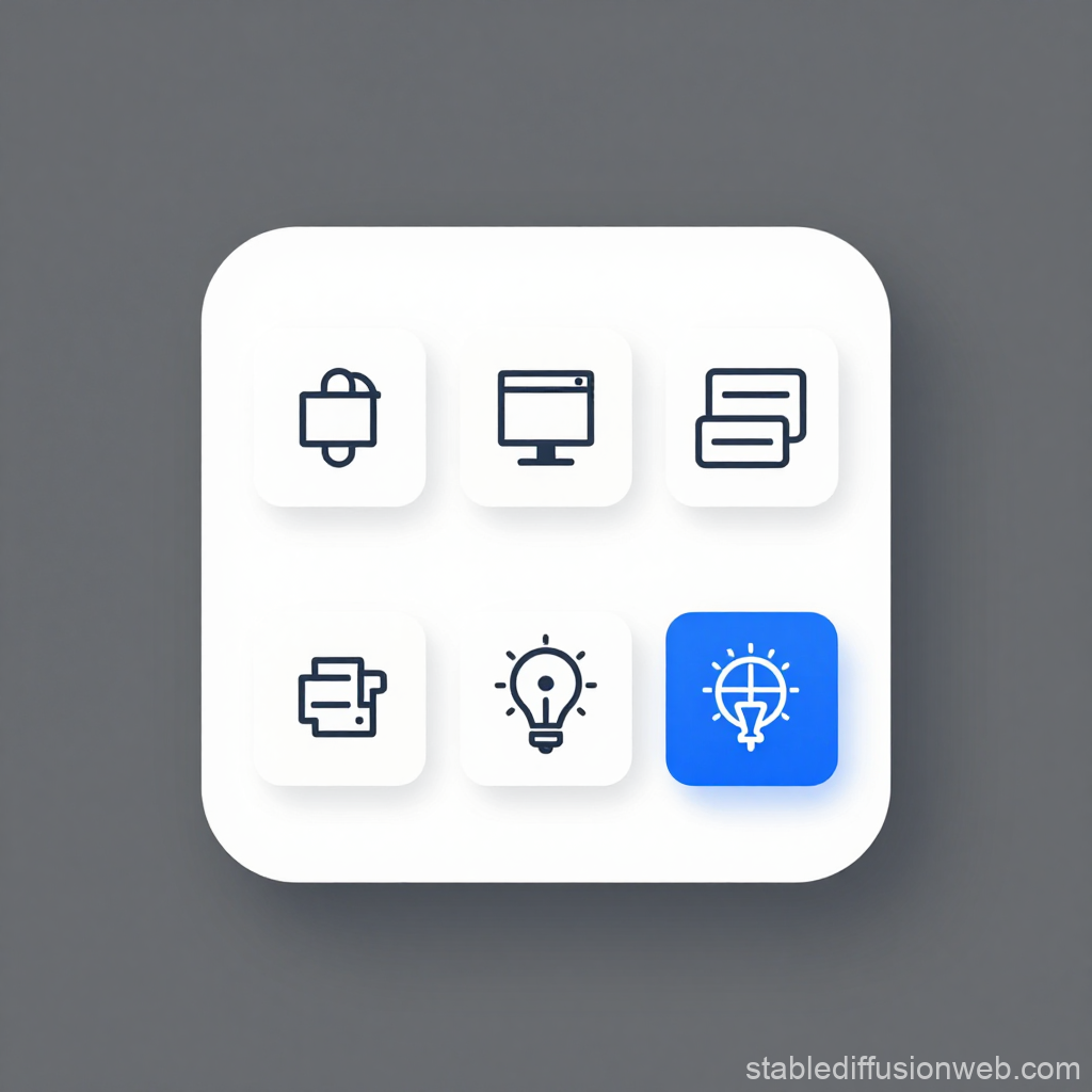 Modern Virtual Consultancy Icon Set with Highlighted Idea Symbol