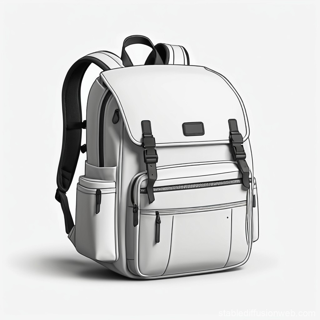 Modern White Backpack with Multiple Pockets
