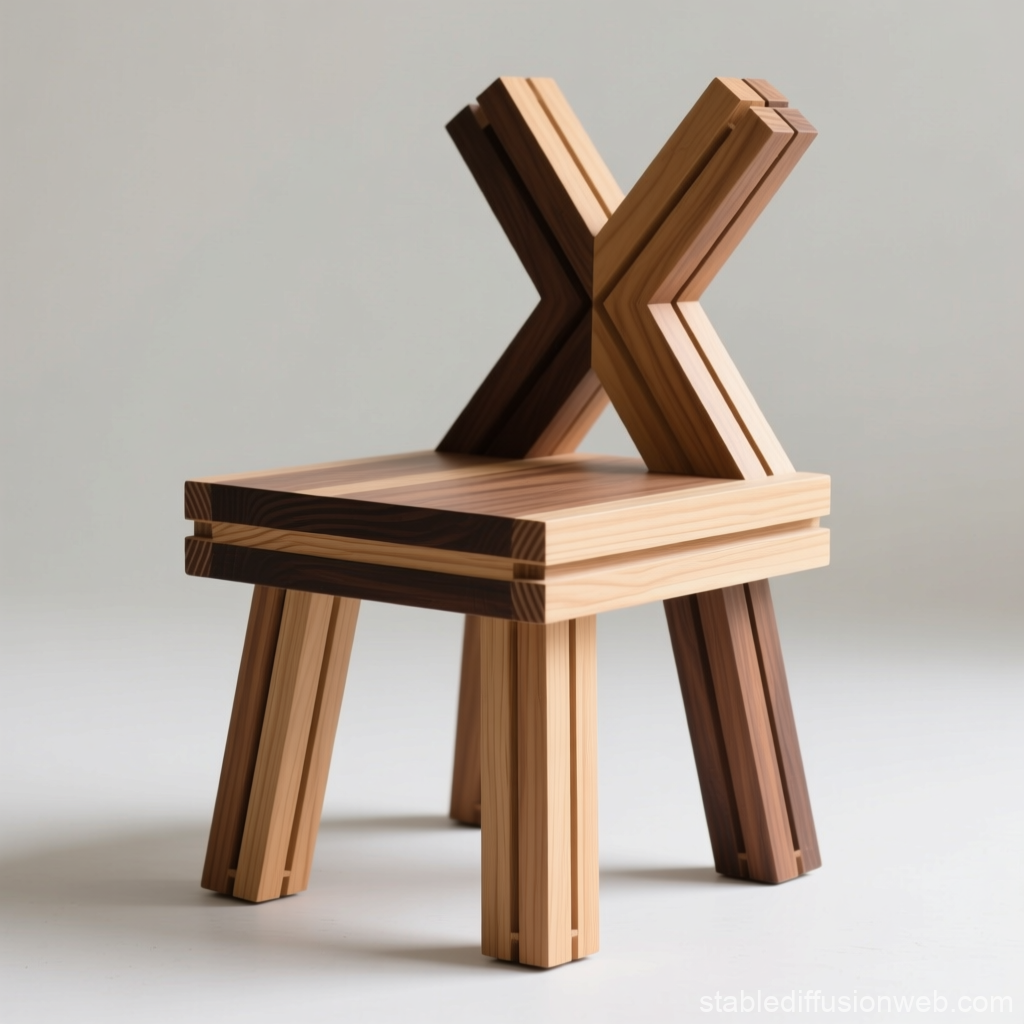 Modern Wooden Chair with Geometric Design