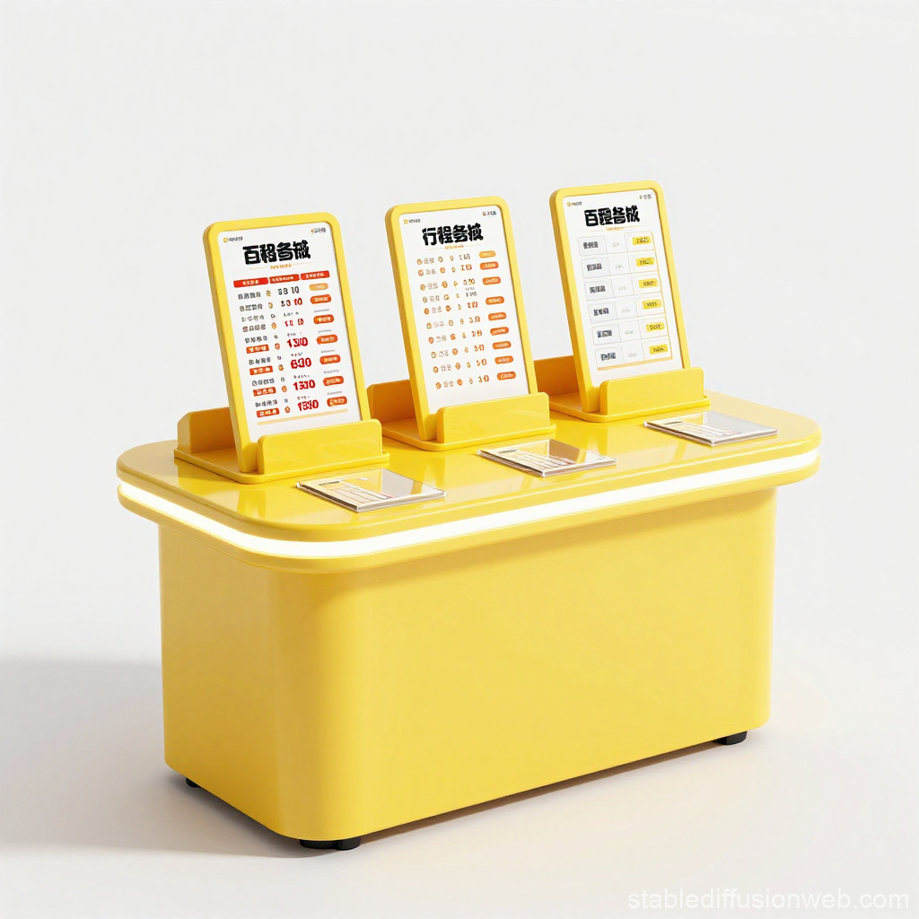 Modern Yellow Lottery Stand with Digital Displays