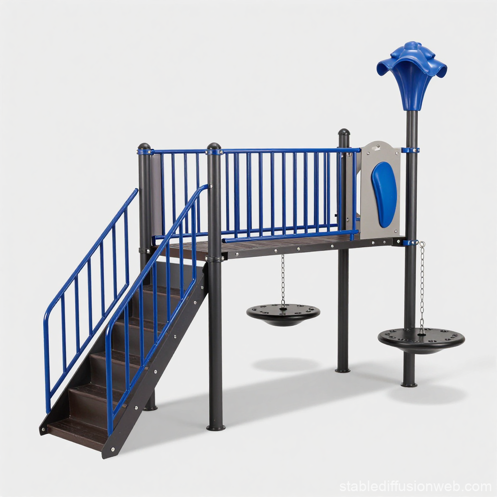 Modular Playground Stair Bridge with Blue Railings
