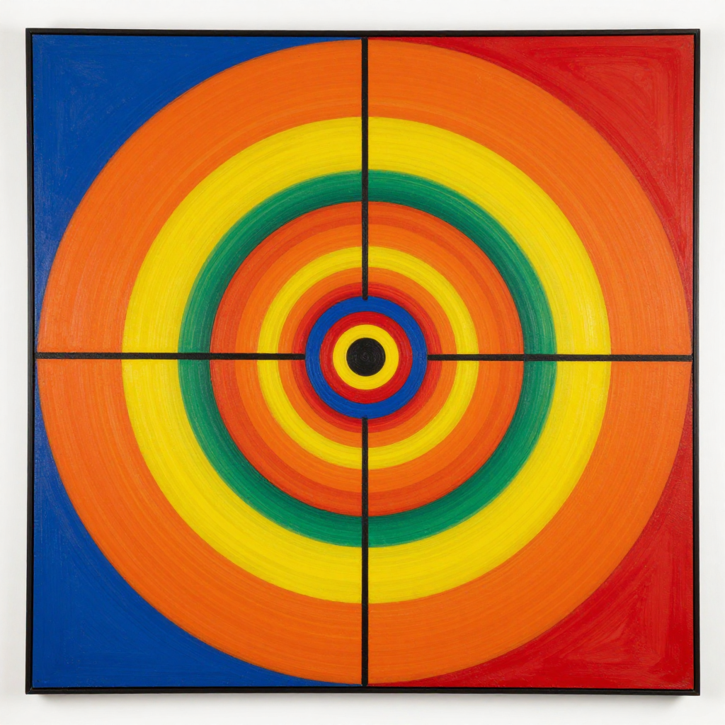 Mondrian-Inspired Colorful Concentric Circles