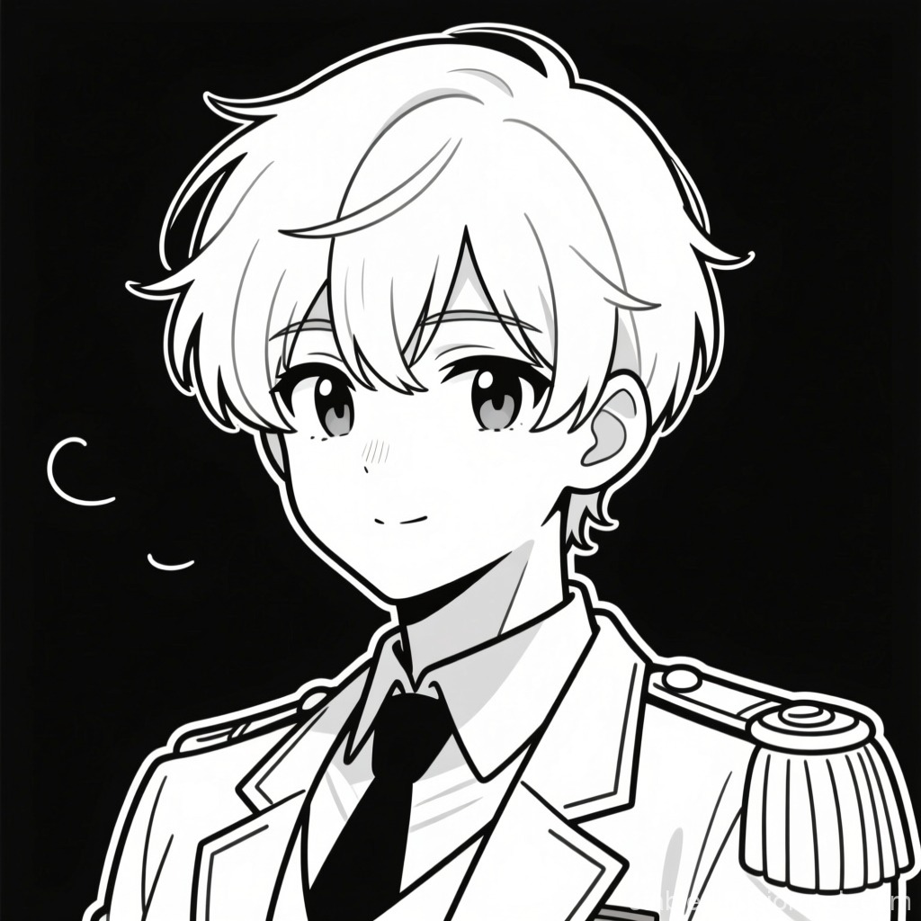 Monochrome Anime Boy in Military Uniform