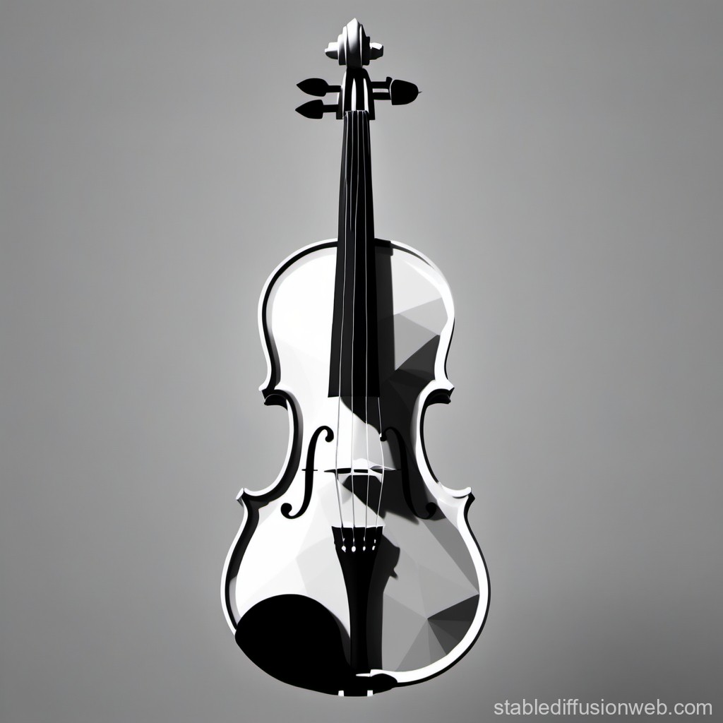 Monochrome Geometric Violin Illustration