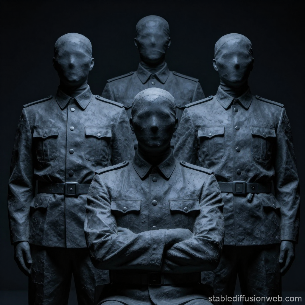 Monochrome Stone Soldiers with Faceless Heads