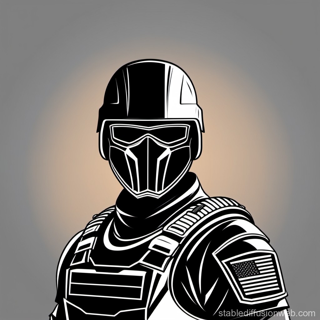 Monochrome Tactical Soldier Illustration