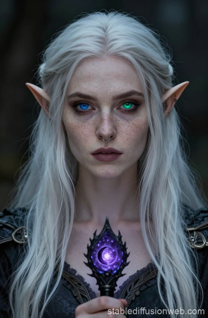 Moon Elf Sorcerer with Enchanted Staff