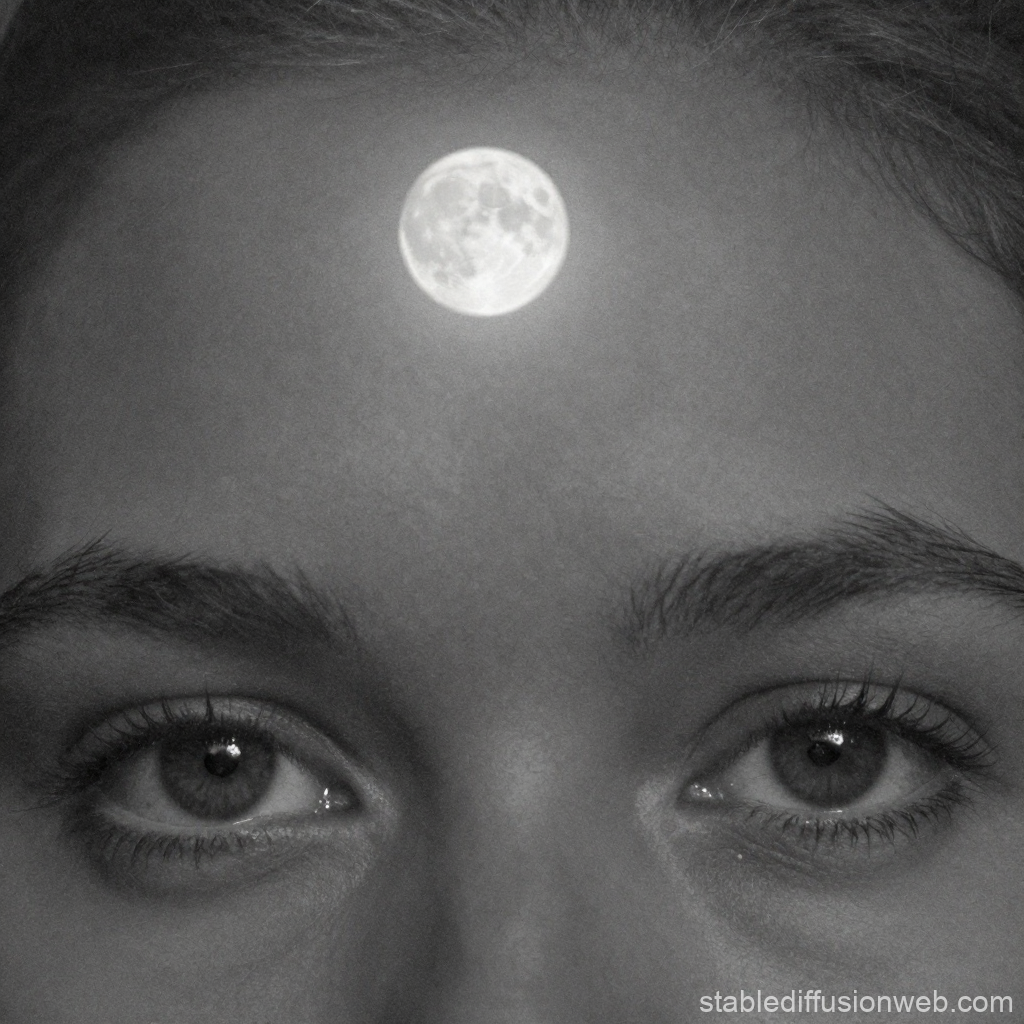 Moonlit Eyes in Black and White