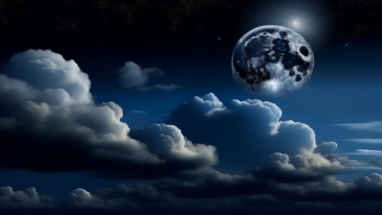 Moonlit Night Sky with Dramatic Clouds