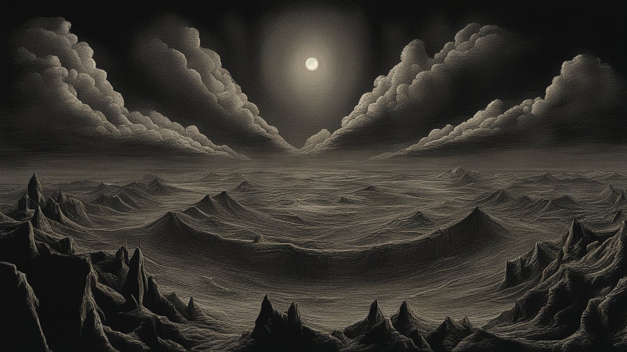 Moonlit Ocean with Dramatic Cloudscape
