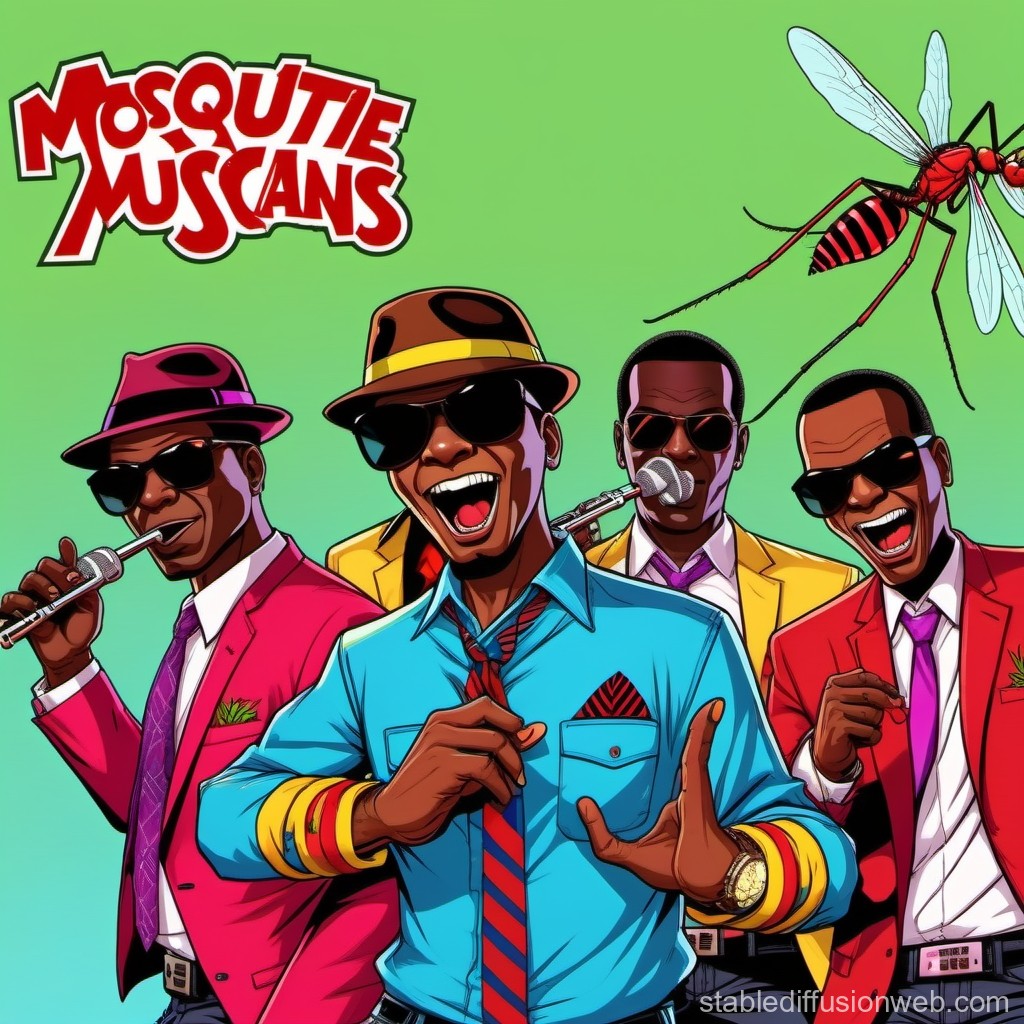 Mosquitie Muscans Jazz Band Illustration