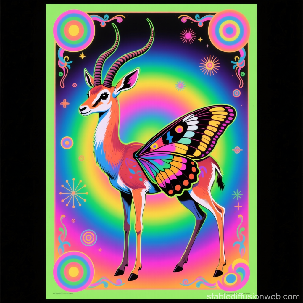 Moth Gazelle Hybrid with Psychedelic Wings
