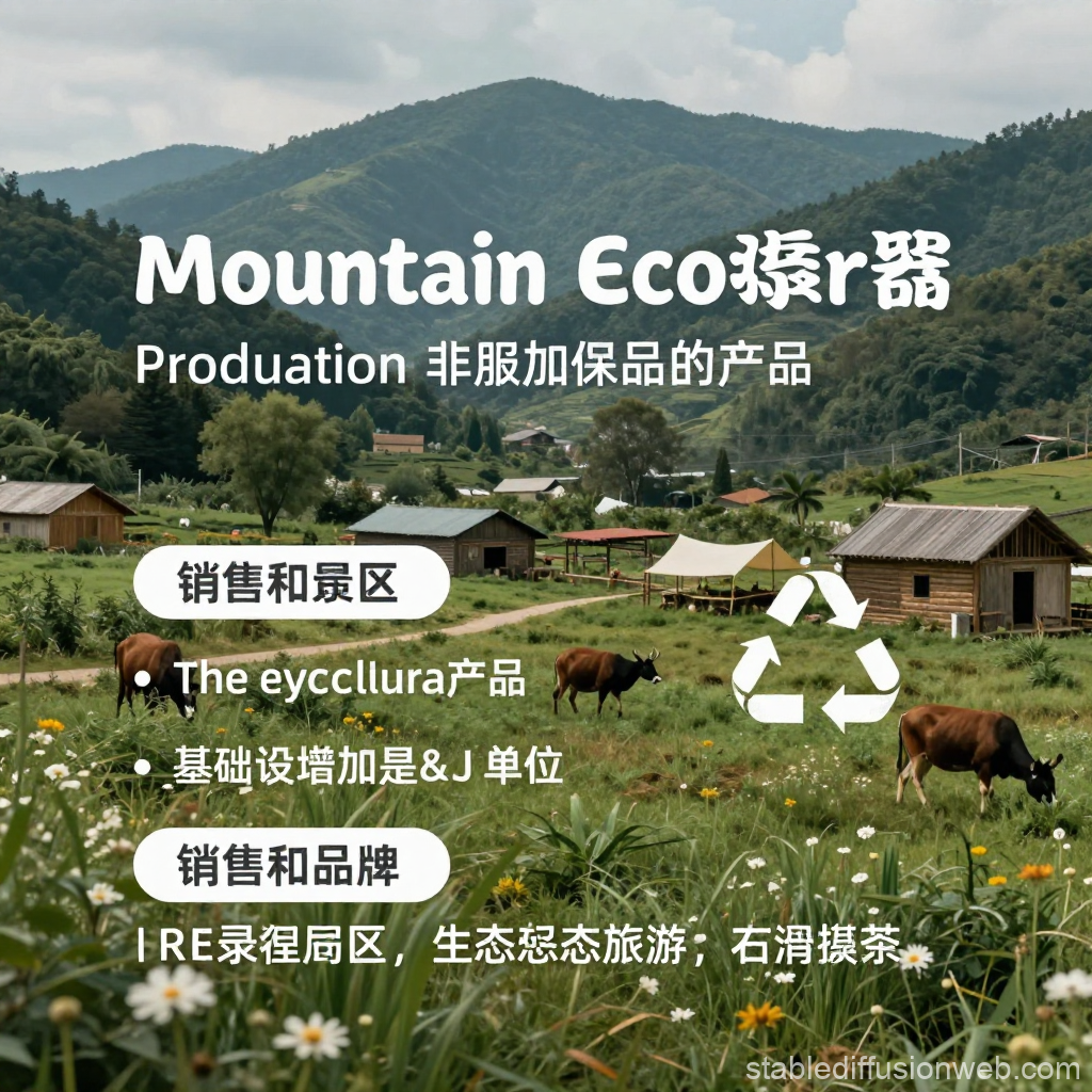 Mountain Eco Farm with Grazing Cows and Green Hills