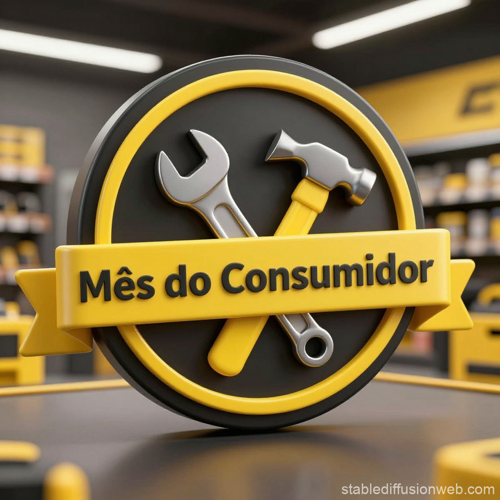 Mês do Consumidor Emblem with Tools