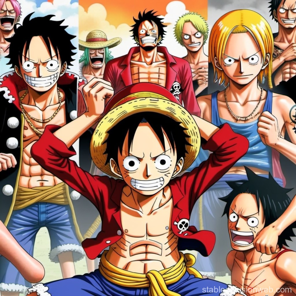 Multiple Expressions of Monkey D. Luffy from One Piece