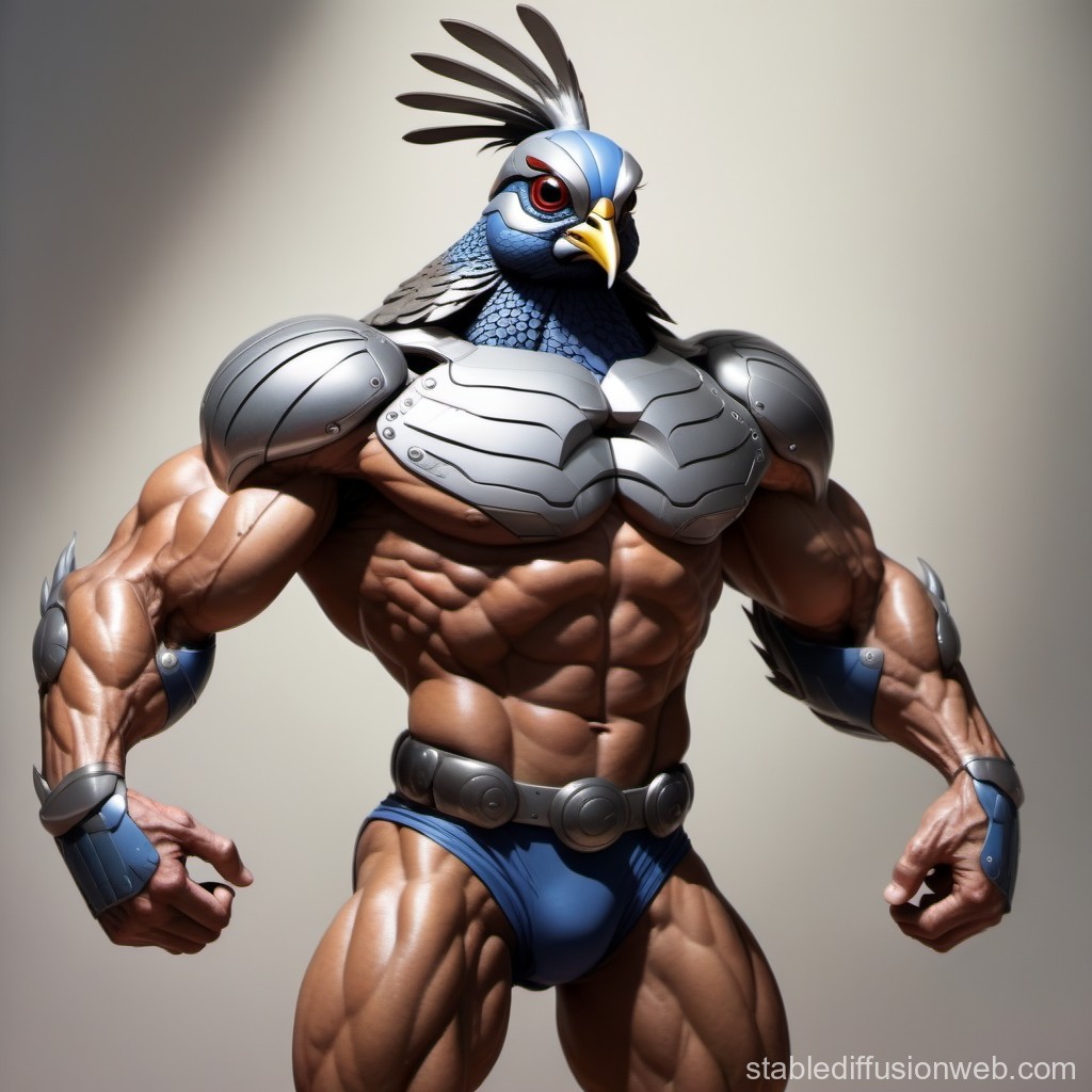 Muscular Anthropomorphic Bird Warrior with Armor