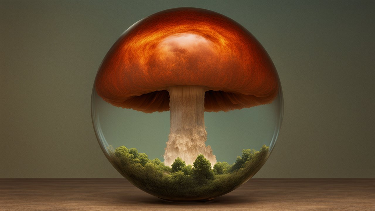 Mushroom Cloud Inside a Glass Sphere