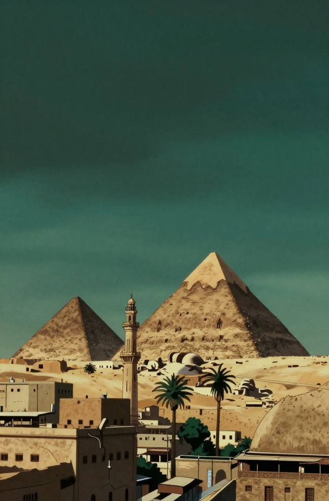 Muted View of Cairo with Pyramids