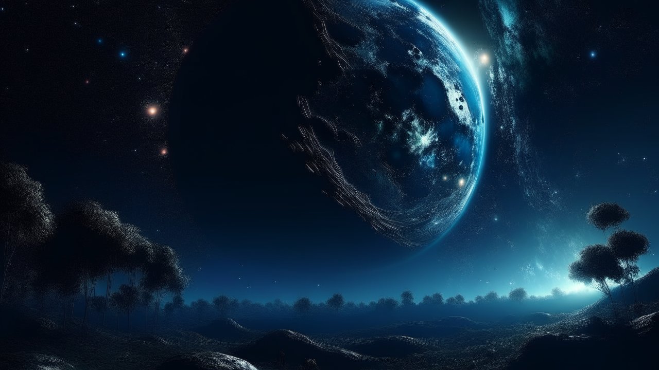 Mysterious Alien Planet Under a Starry Sky
