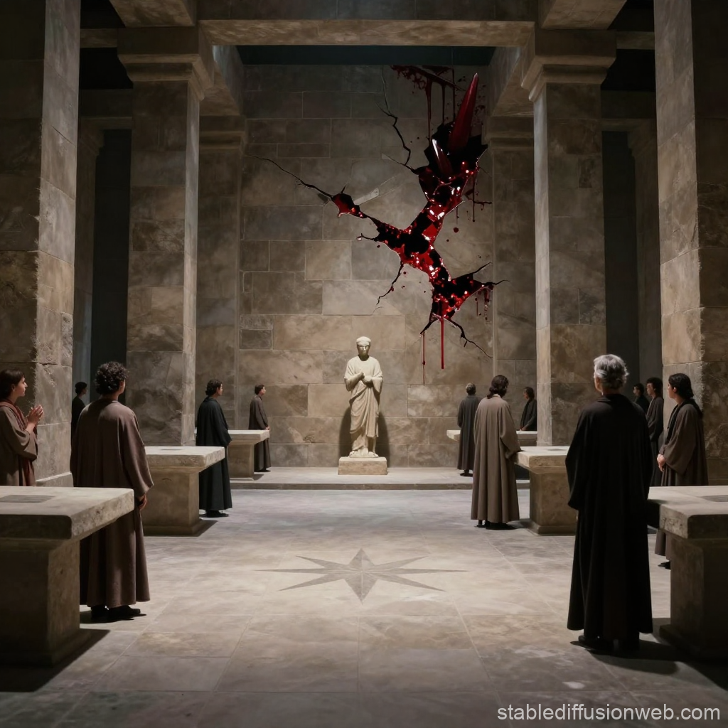 Mysterious Blood-Stained Crack in Ancient Stone Chamber