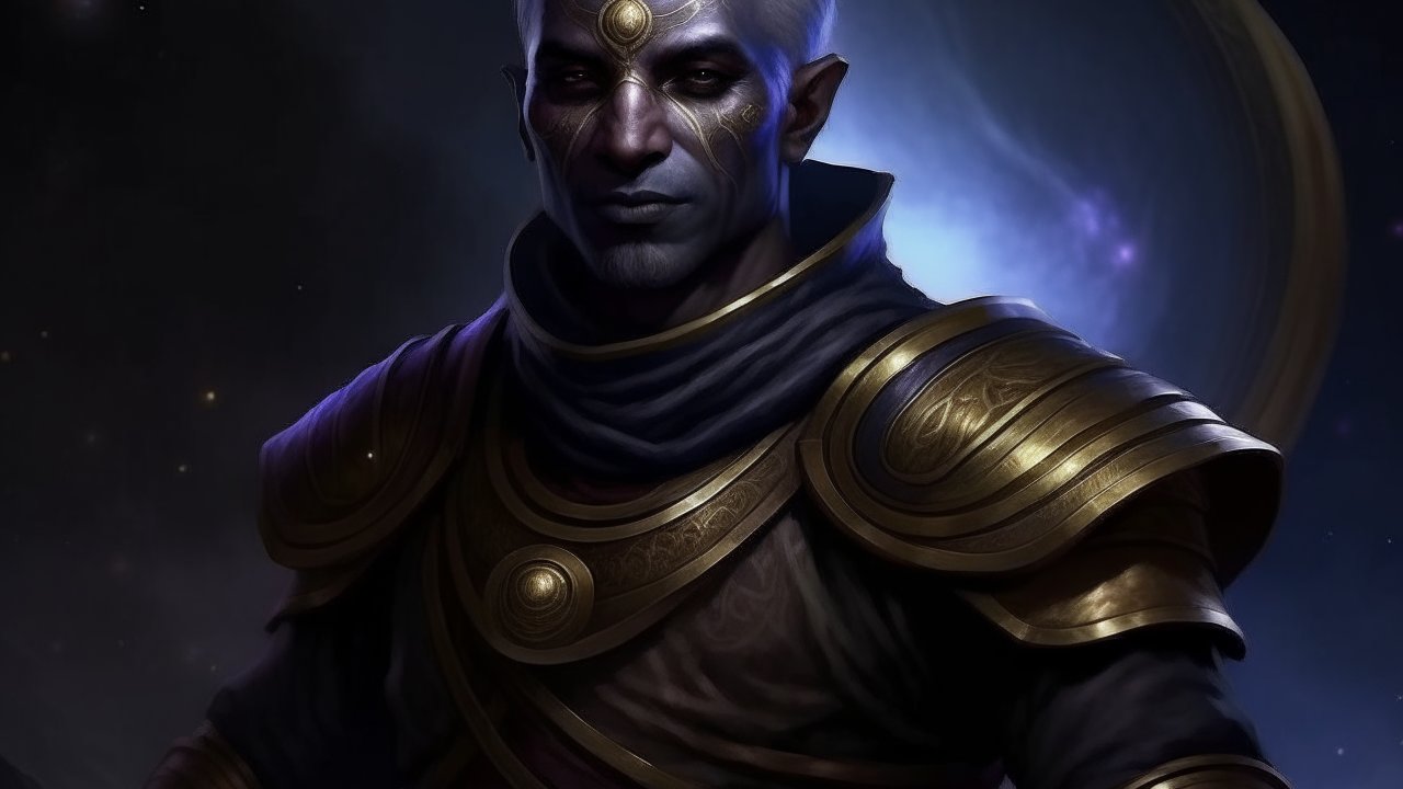 Mysterious Dark Elf Warrior in Ornate Armor