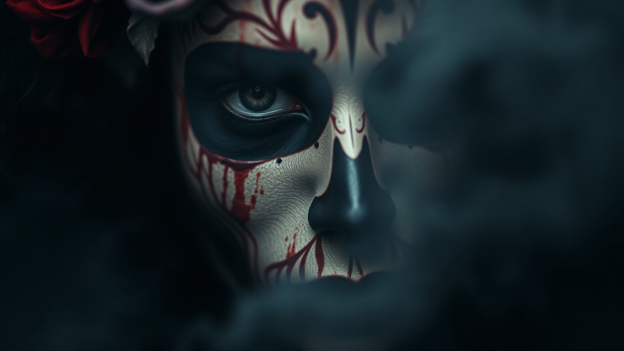 Mysterious Day of the Dead Face Paint Close-Up