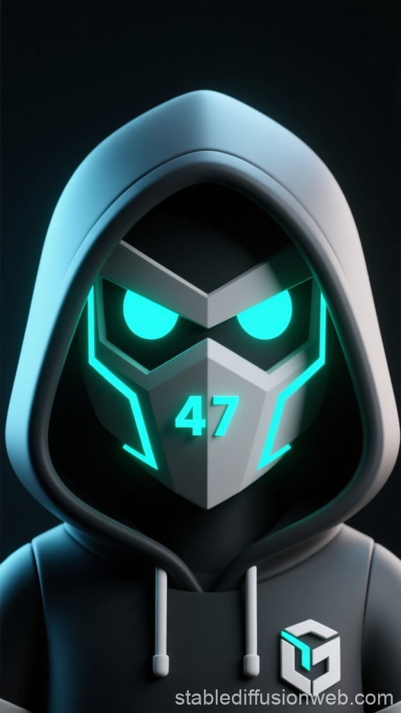 Mysterious Futuristic Hooded Masked Character with Neon Glow