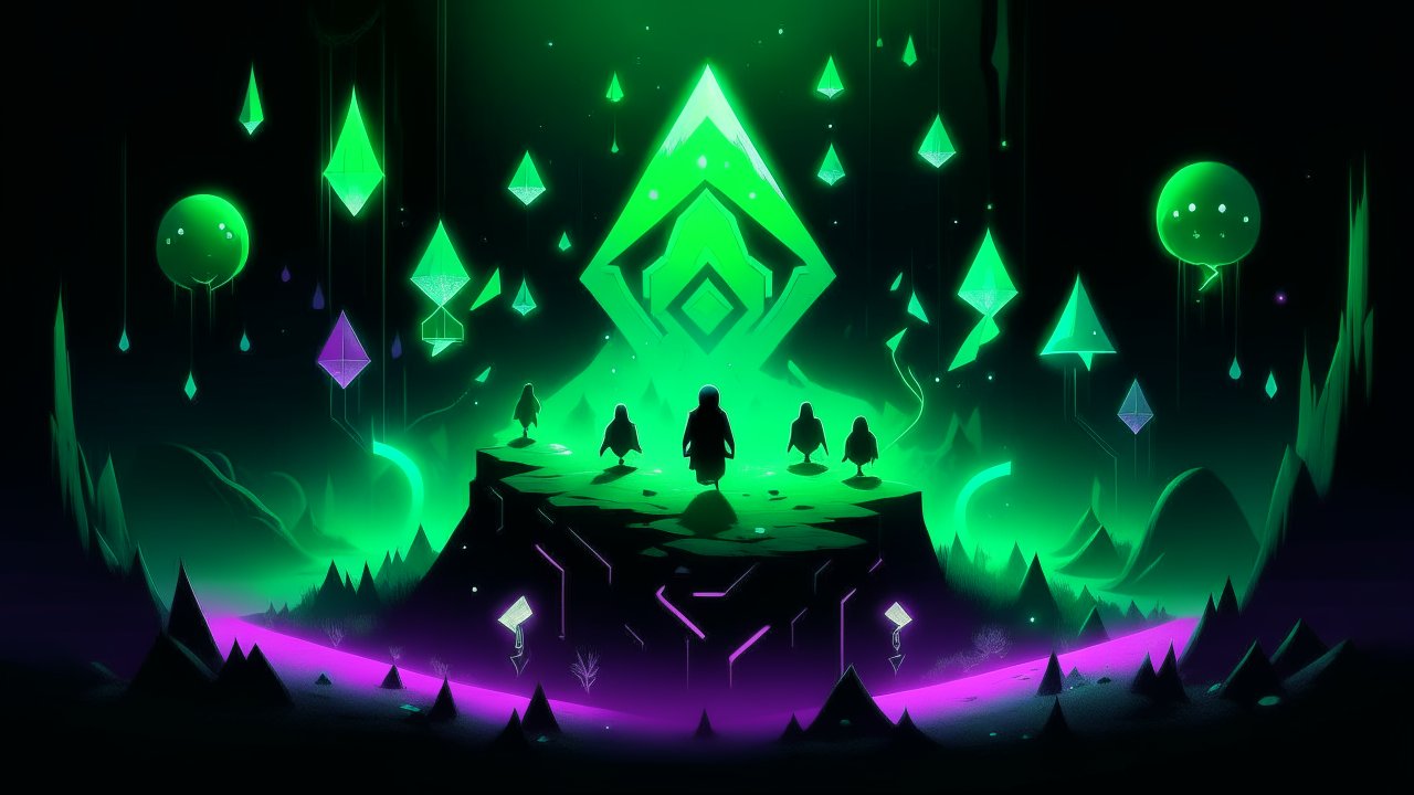 Mysterious Green Crystal Ritual in a Dark Fantasy Realm