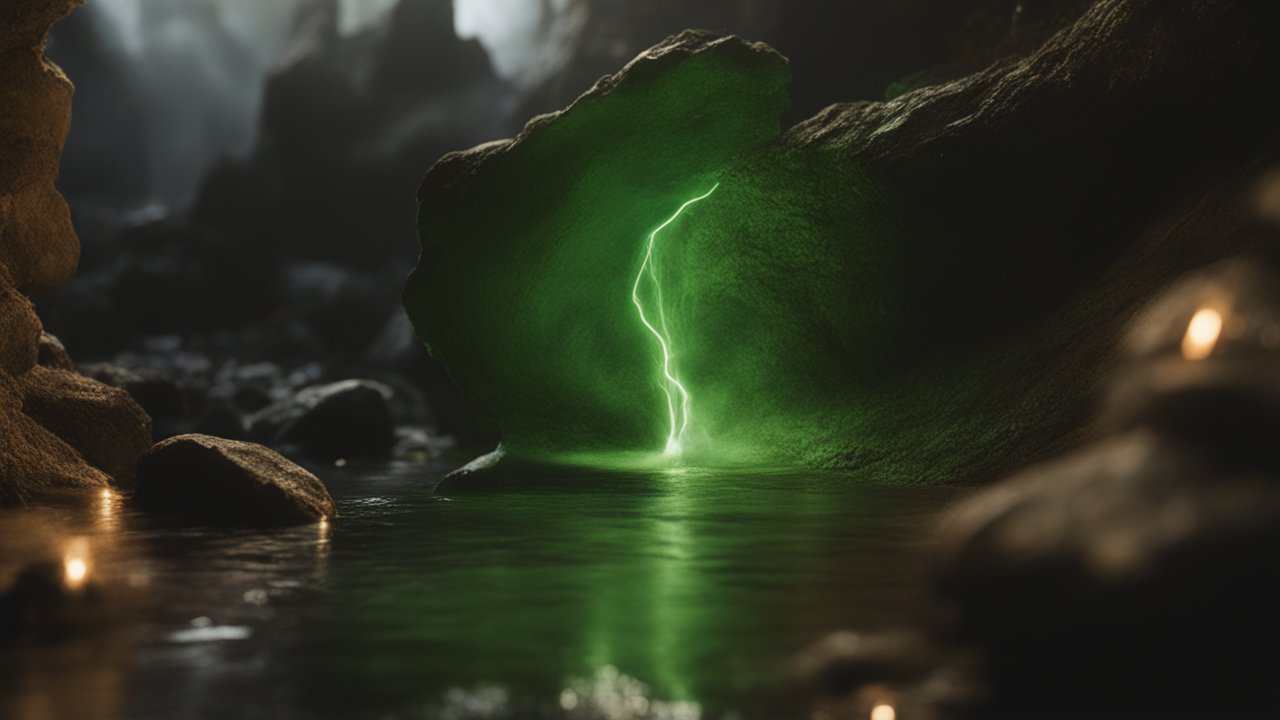 Mysterious Green Lightning Inside a Cave