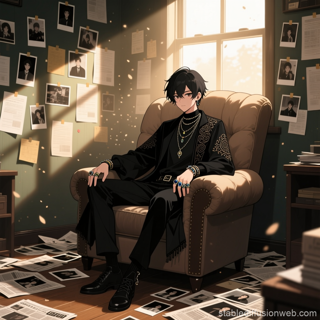 Mysterious Investigator in a Sunlit Room