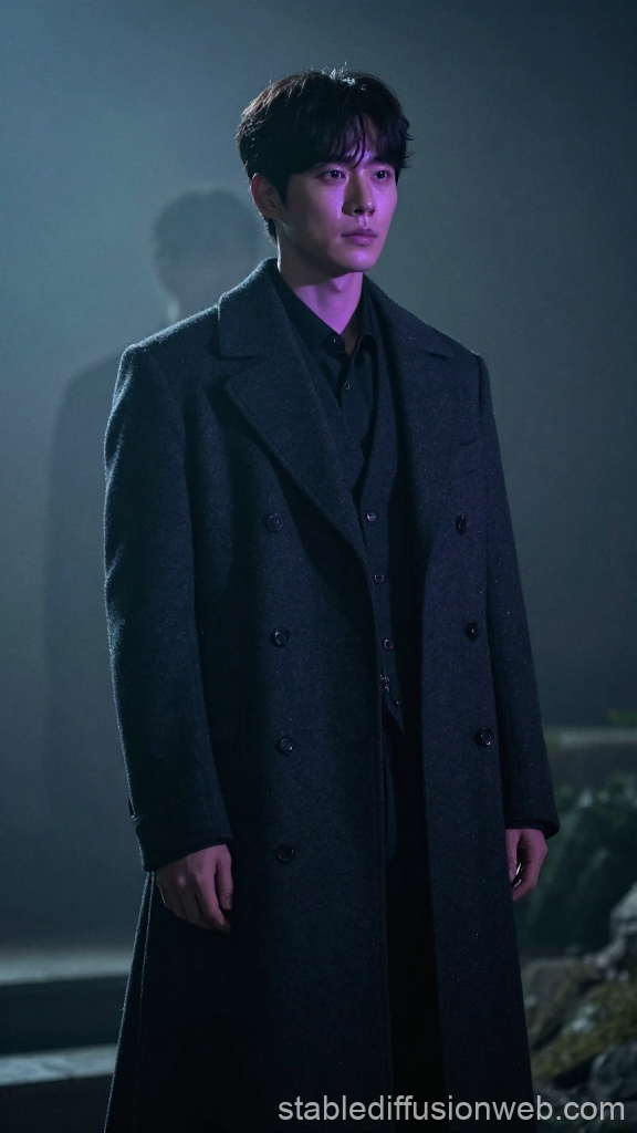 Mysterious Man in Dark Overcoat