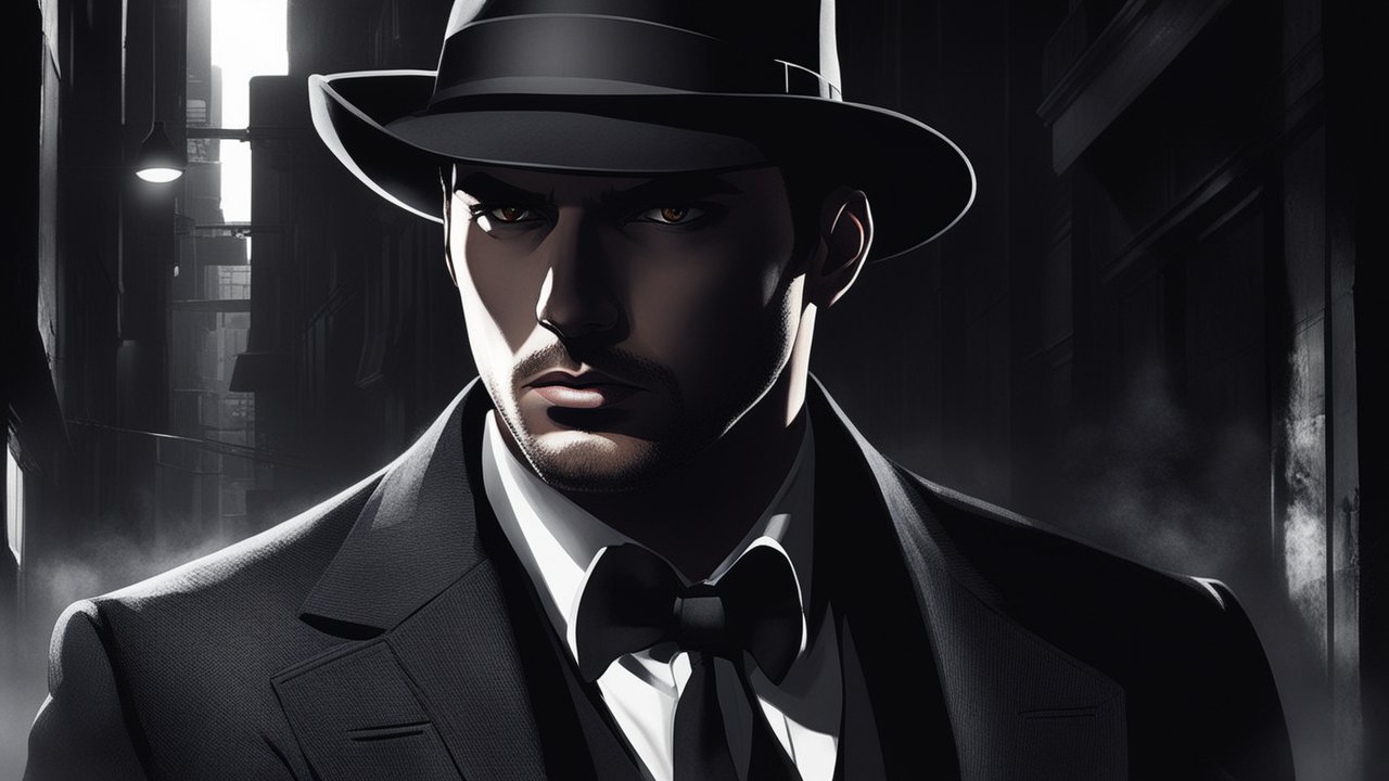 Mysterious Man in Noir Alley with Fedora and Bow Tie